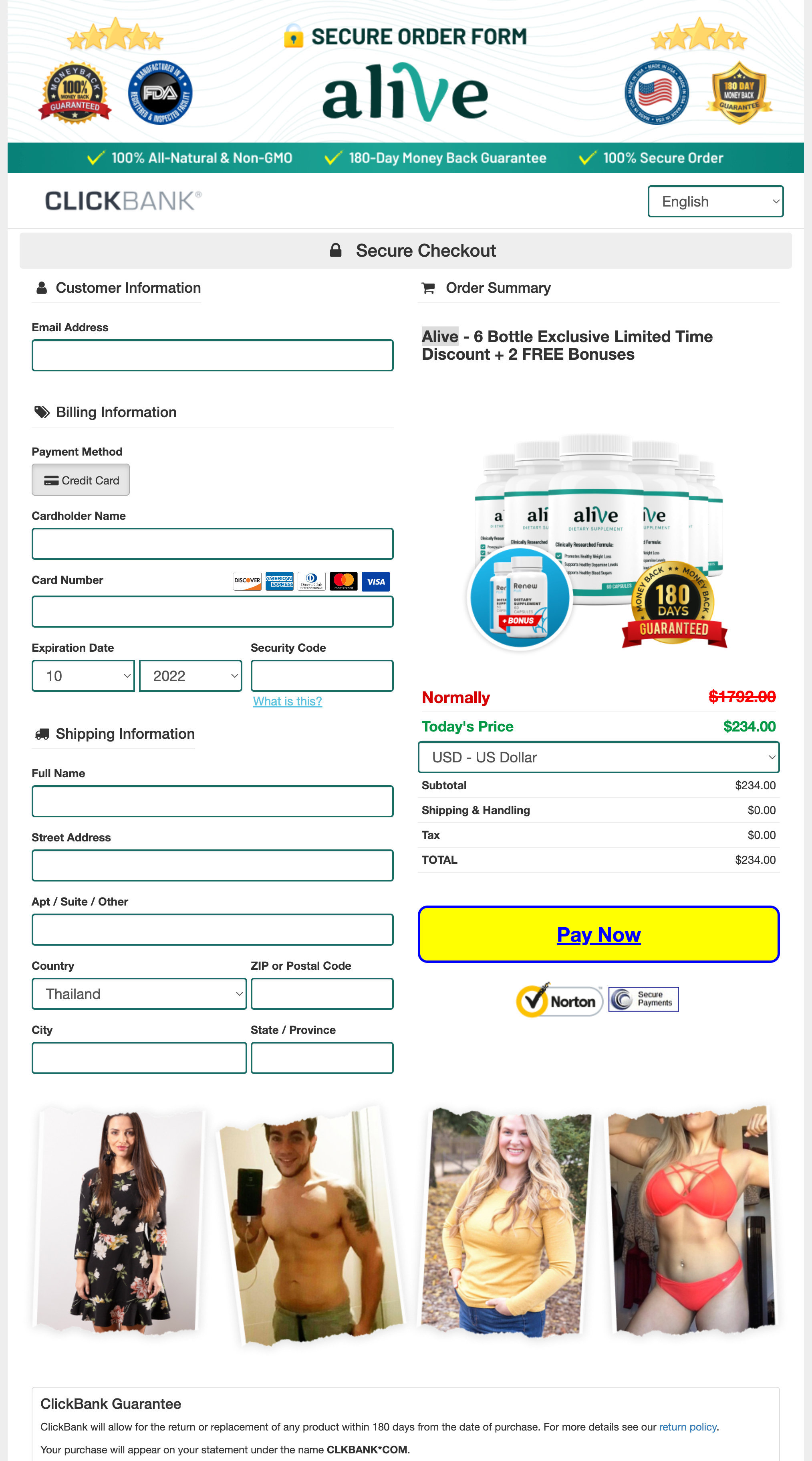 Alive Weight Loss - Order Page